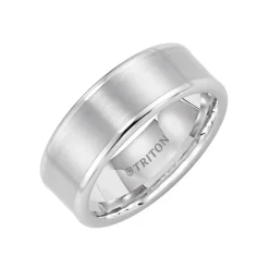 Josephs Jewelers Wedding Bands For Men>White Tungsten Polished Edge Wedding Band