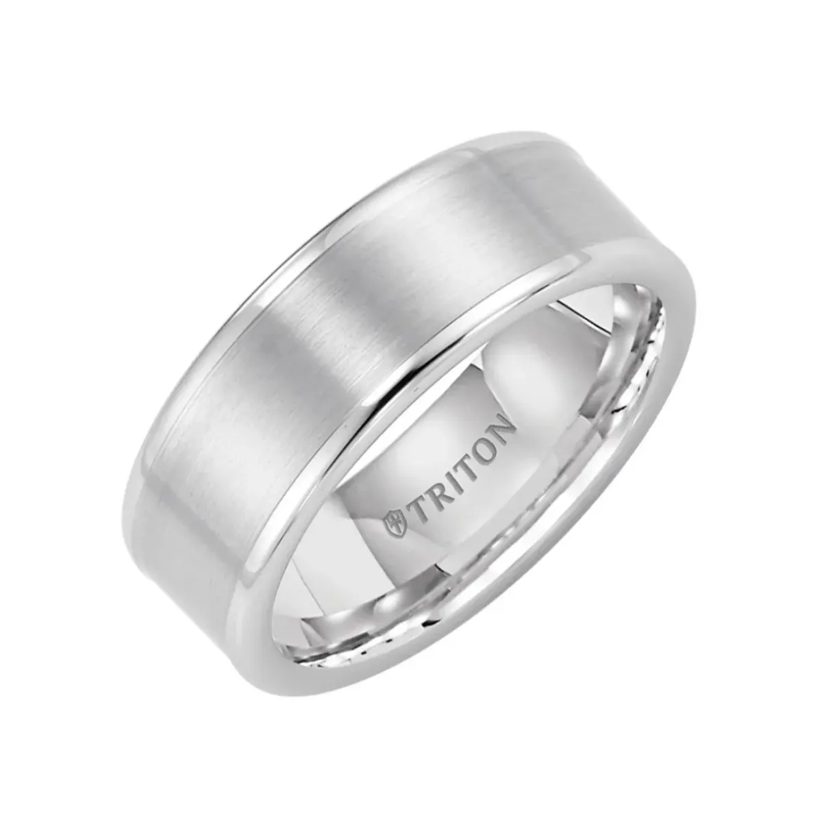 Josephs Jewelers Wedding Bands For Men>White Tungsten Polished Edge Wedding Band