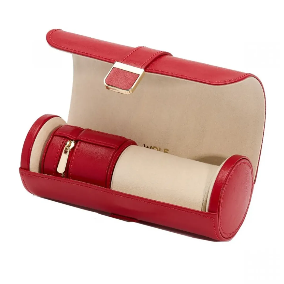 Josephs Jewelers Watch Storage>WOLF – Red Palermo Dbl Watch Roll w/ Jewelry Pouch