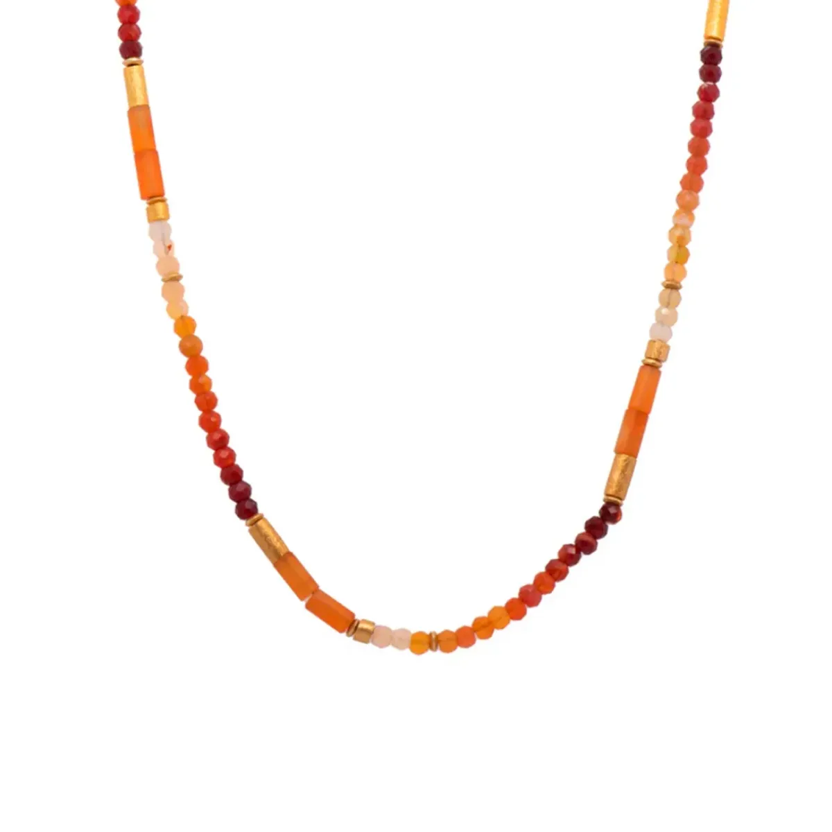 Josephs Jewelers Necklaces And Pendants>Yellow Gold Plated Sterling Silver Fire Opal and Carnelium Necklace